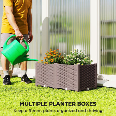 Outsunny Plastic Raised Garden Bed with Legs, Self Watering Elevated Planter Boxes with Drainage Holes and Plugs 