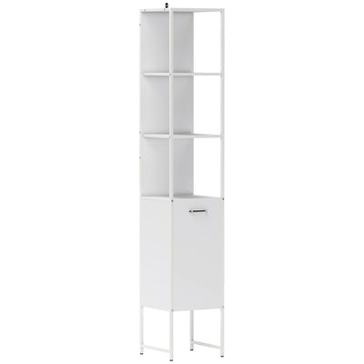 HOMCOM Tall Bathroom Cabinet with Open Shelves and Adjustable Shelf - White 