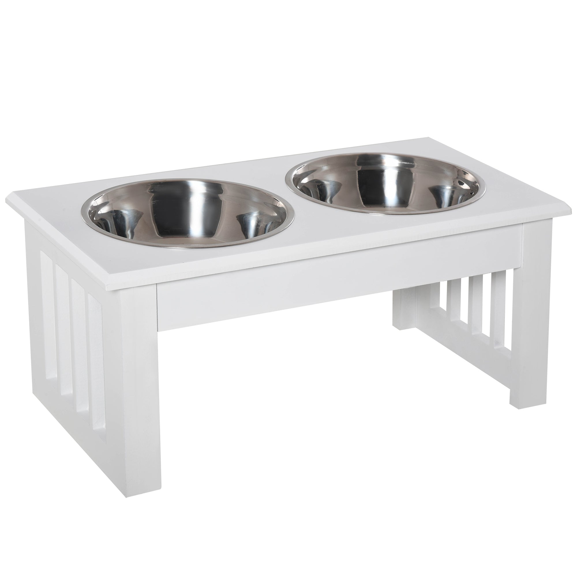 PawHut Raised Dog Feeding Bowls with Stand, Stainless Steel for  Extra Small and Small Dog, 44L x 24W x 15H cm - White 