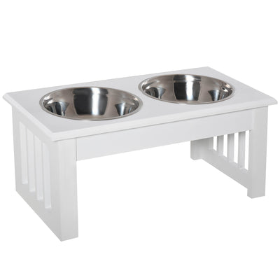 PawHut Raised Dog Feeding Bowls with Stand, Stainless Steel for  Extra Small and Small Dog, 44L x 24W x 15H cm - White 