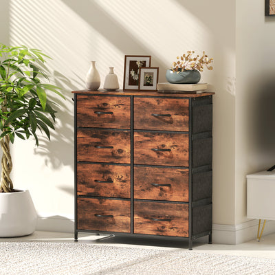 HOMCOM Chest of Eight Fabric Drawers - Rustic Brown 