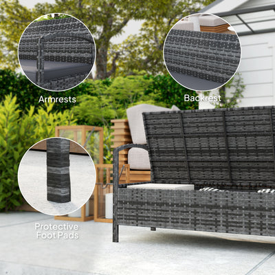 Outsunny 125L Storage Garden Bench, with Cushion - Grey 