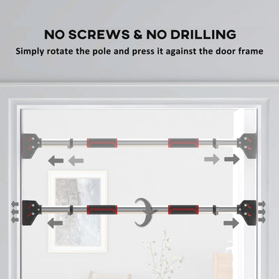 SPORTNOW Doorway Pull Up Bar, No Screws Door Frame Chin Up Bar, Adjustable Length (75-92cm) for Home Gym Workout, Max Load 200kg 