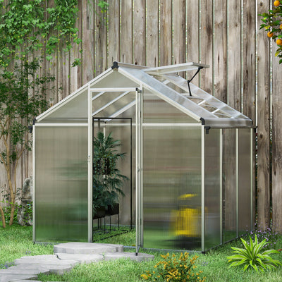 Outsunny 6 x 6ft Aluminium Frame Greenhouse, with Foundation 