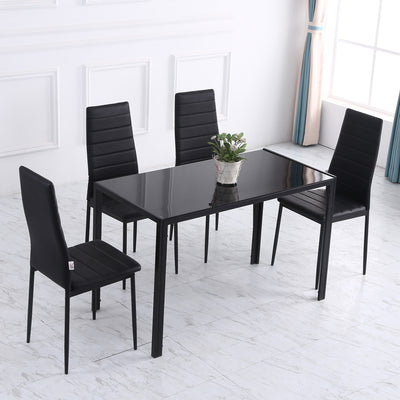 HOMCOM Modern Rectangular Dining Table for 4 People Glass Kitchen Table with Tempered Glass Top and Metal Legs for Dining Room, Living Room (Chairs Not Included) 