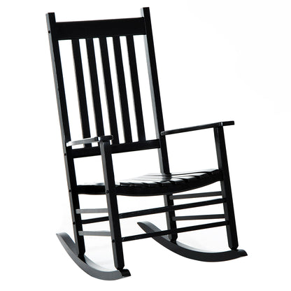 Outsunny Outdoor Porch Rocking Chair Armchair Wooden Patio Rocker Balcony Deck Garden Seat Black 