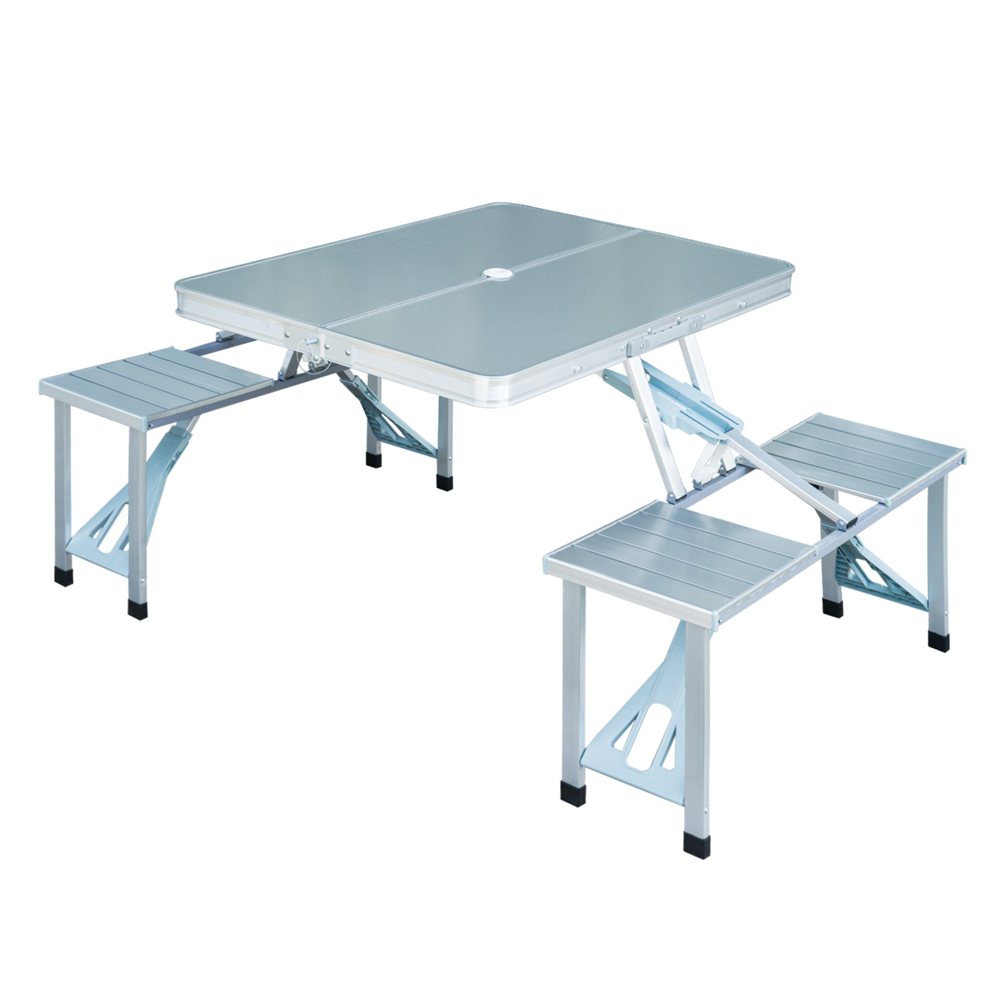 Outsunny Aluminum Portable Picnic Table Chair Set 