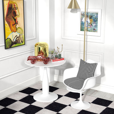 HOMCOM Round Dining Table, Modern Dining Room Table with Steel Base, Non-slip Foot Pad, Space Saving Small Dining Table 