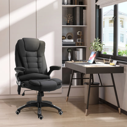 Vinsetto Massage Recliner Chair Heated Office Chair with Six Massage Points Linen-Feel Fabric 360\'c2\'b0 Swivel Wheels Black