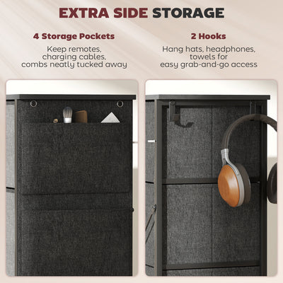 HOMCOM Chest of Four Fabric Drawers - Charcoal Grey 