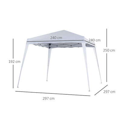 Outsunny 3 M x 3 M Base/ 2.5 M x 2.5 M Top Pop Up Gazebo with Carry Bag, Height Adjustable Slant Leg Party Tent Instant Event Shelter for Garden, Patio, White 