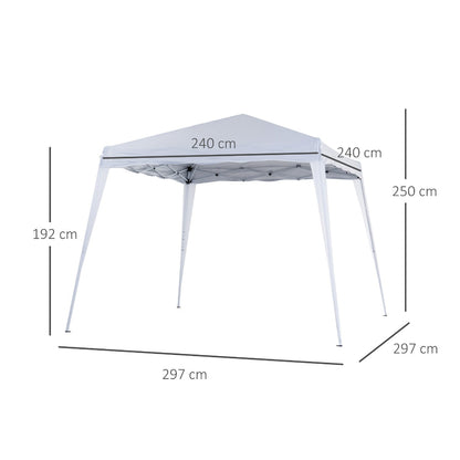Outsunny 3 M x 3 M Base/ 2.5 M x 2.5 M Top Pop Up Gazebo with Carry Bag, Height Adjustable Slant Leg Party Tent Instant Event Shelter for Garden, Patio, White 