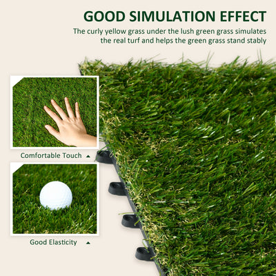 Outsunny 10 PCs 30 x 30cm Artificial Grass Turf, 25mm Pile Height Grass Carpet Fake Grass Mat UV Resistance for Outdoor 