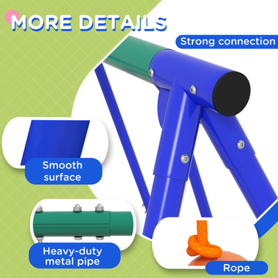 Outsunny Three-In-One Kids Metal Swing Set with Swing, Glider, Rocking Chair Swing, for Ages 3+ years - Orange and Blue 