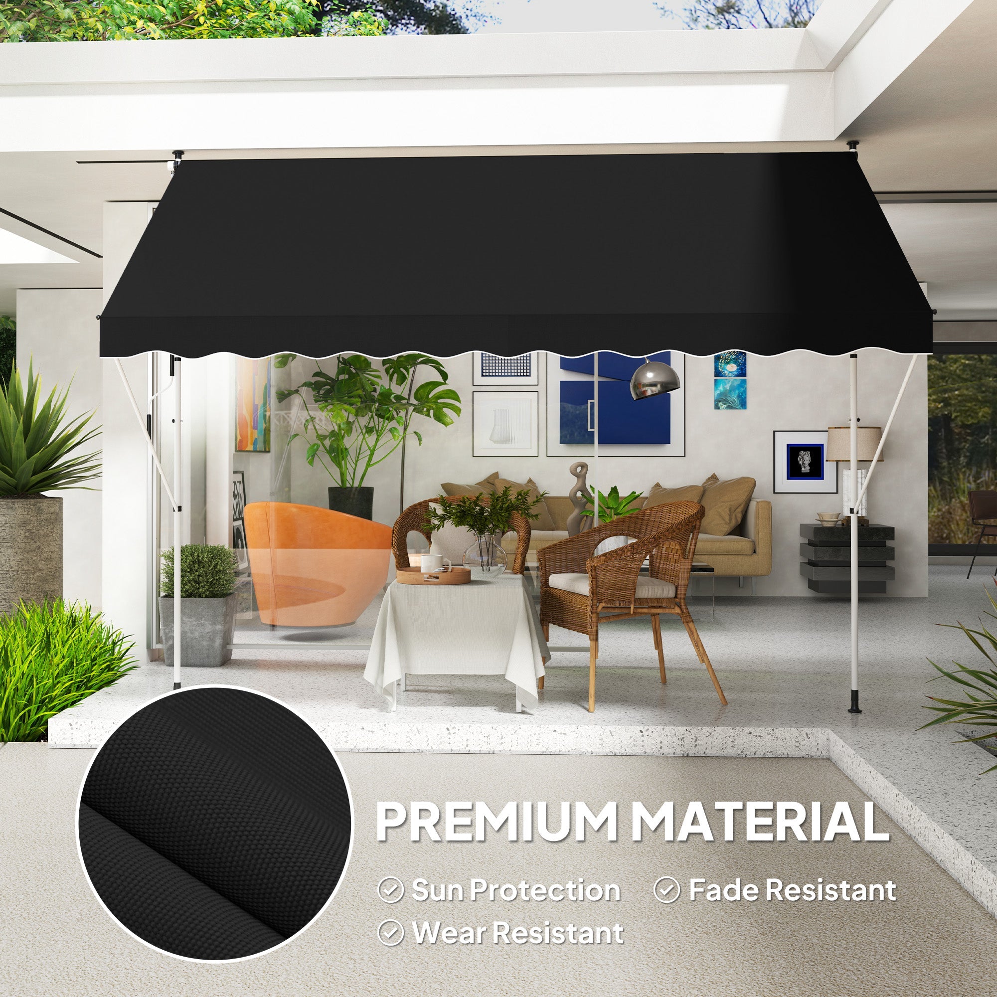 Outsunny 3x1.5m  Adjustable Outdoor Aluminium Frame Awning Black 