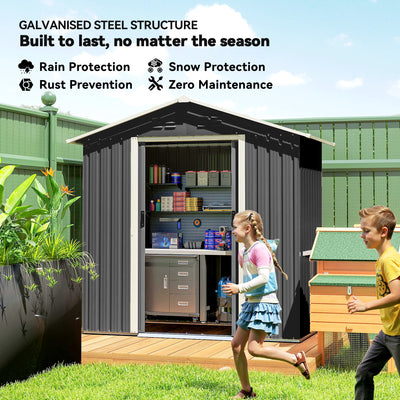 Outsunny 6.5 x 3.5ft Metal Garden Storage Shed - Dark Grey 