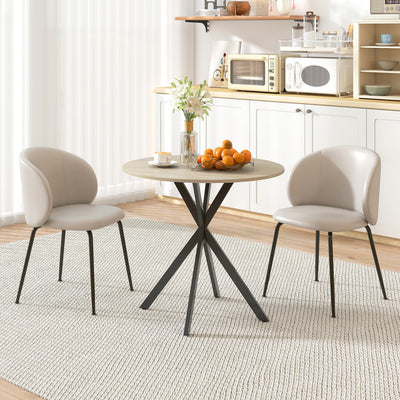 HOMCOM 80cm Industrial Round Dining Table - White Oak 