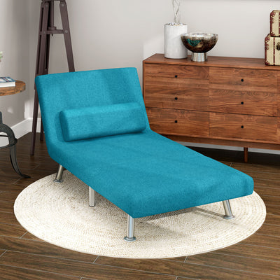 HOMCOM Single Linen-Feel Sleeper Chair - Dark Blue 
