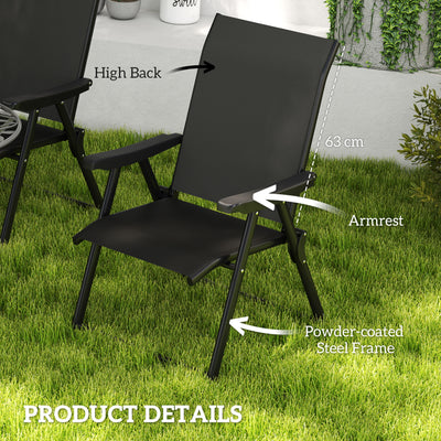 Outsunny Set of Two Folding Outdoor Chairs - Black 