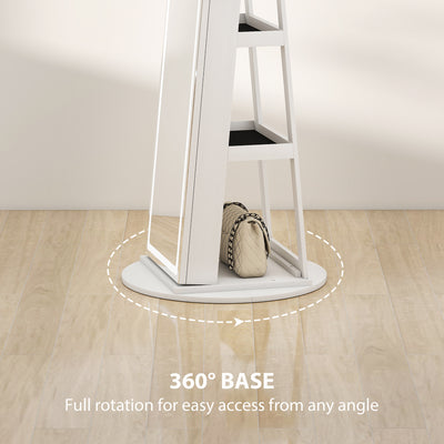 HOMCOM Storage Jewellery Cabinet, with Mirror and Lights - White 