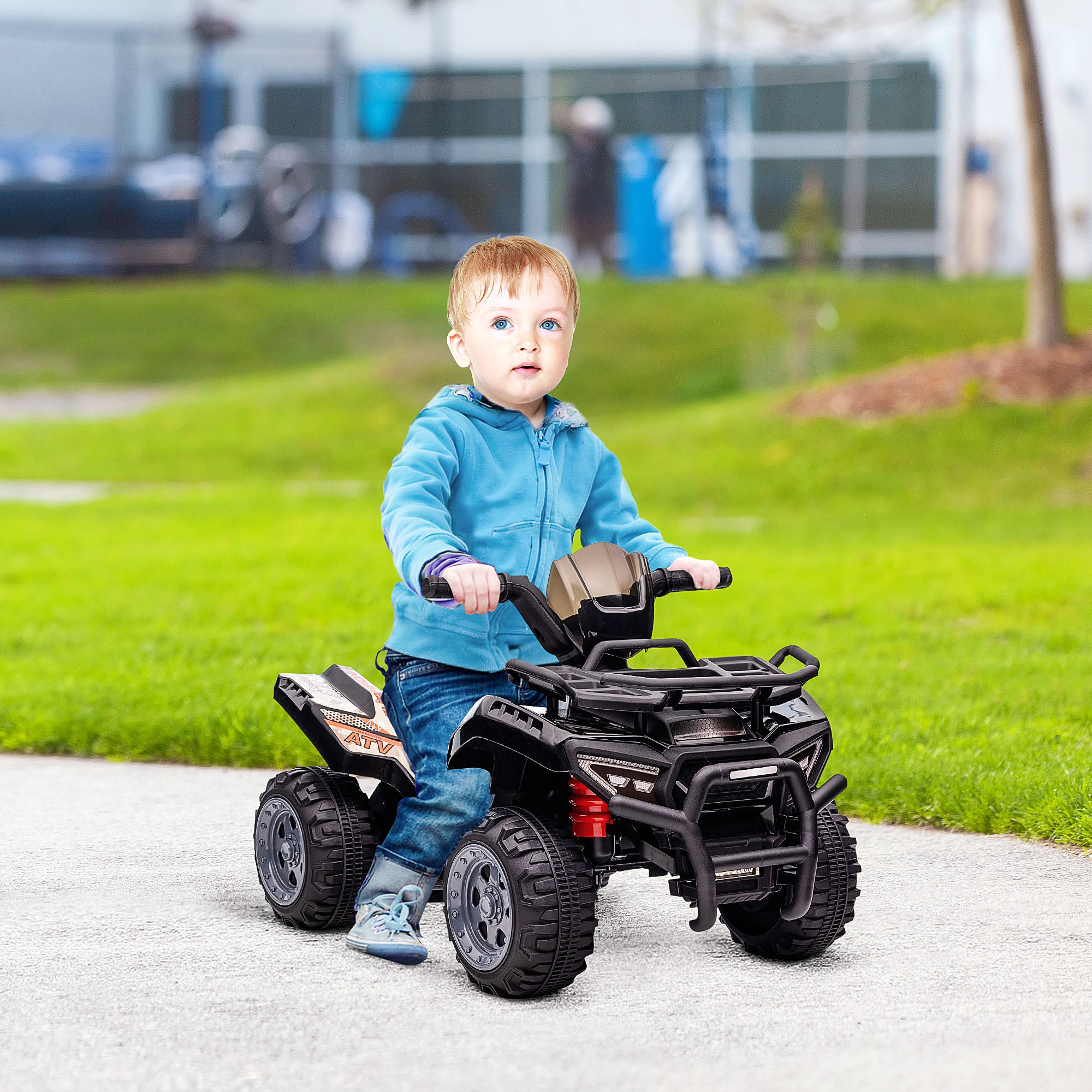 HOMCOM Kids Ride-on Four Wheeler ATV Car with Real Working Headlights for 18-36M 