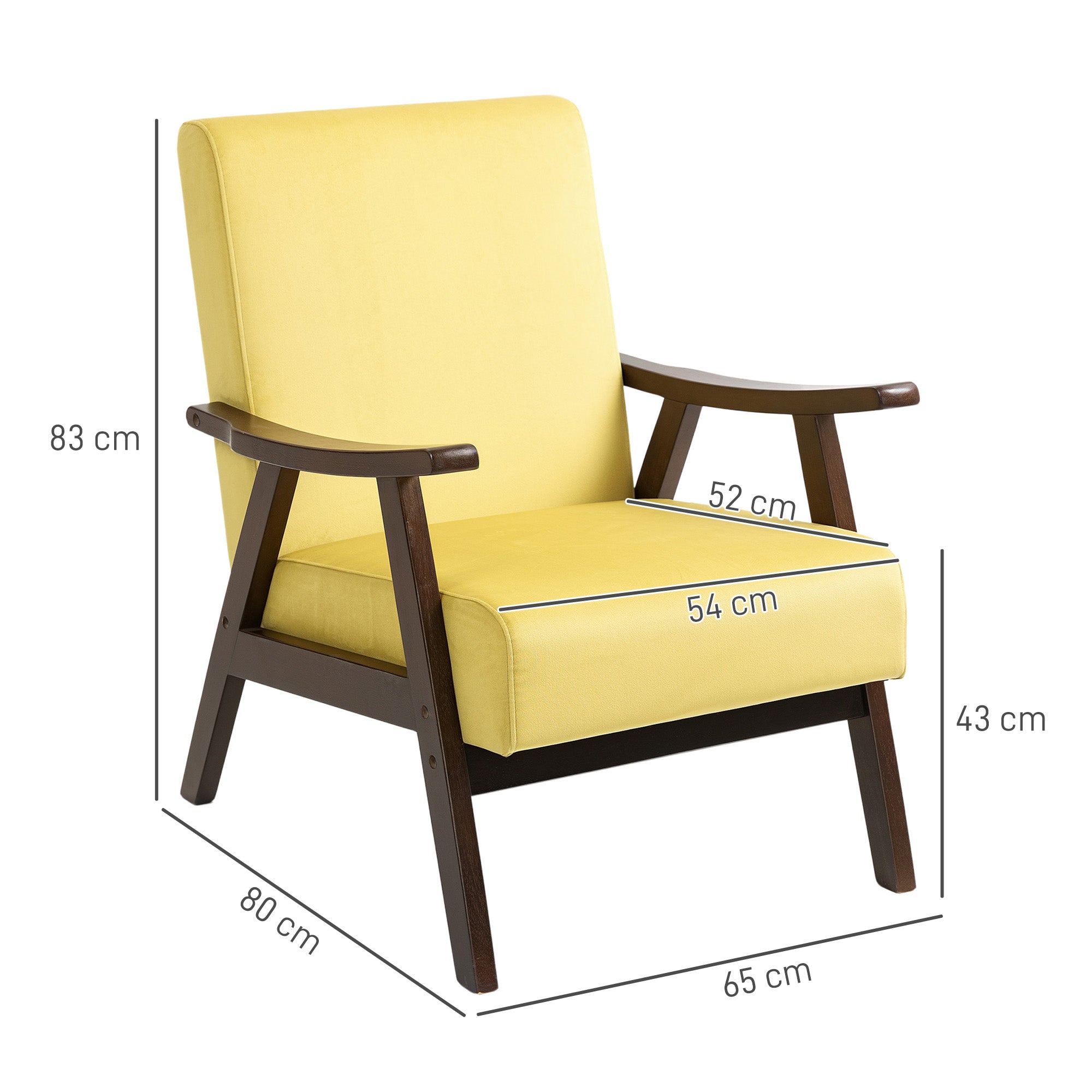 HOMCOM Nordic Accent Chair, Upholstered Velvet Armchair with Solid Wood Frame and Soft Thick Padded for Living Room, Bedroom, Champagne 