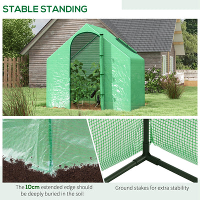 Outsunny Walk In Mini Greenhouse Garden Outdoor Flower Planter Steel Frame w/ Zipped Door & Window, PE Cover, 180 x 100 x 168CM, Green 