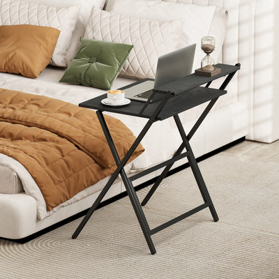 HOMCOM 70 cm Folding Computer Desk with Monitor Shelf - Black