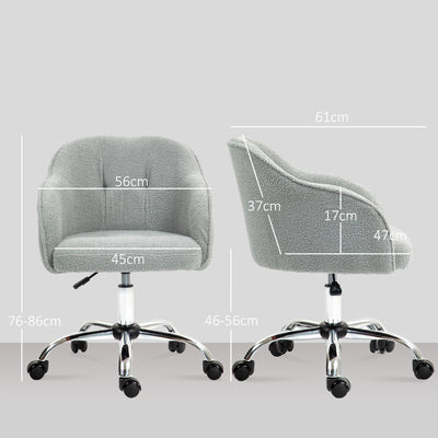 HOMCOM Teddy Fleece Swivel Office Chair - Grey 