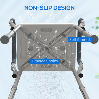 HOMCOM 57-69cm Aluminium Frame Bath Seat 