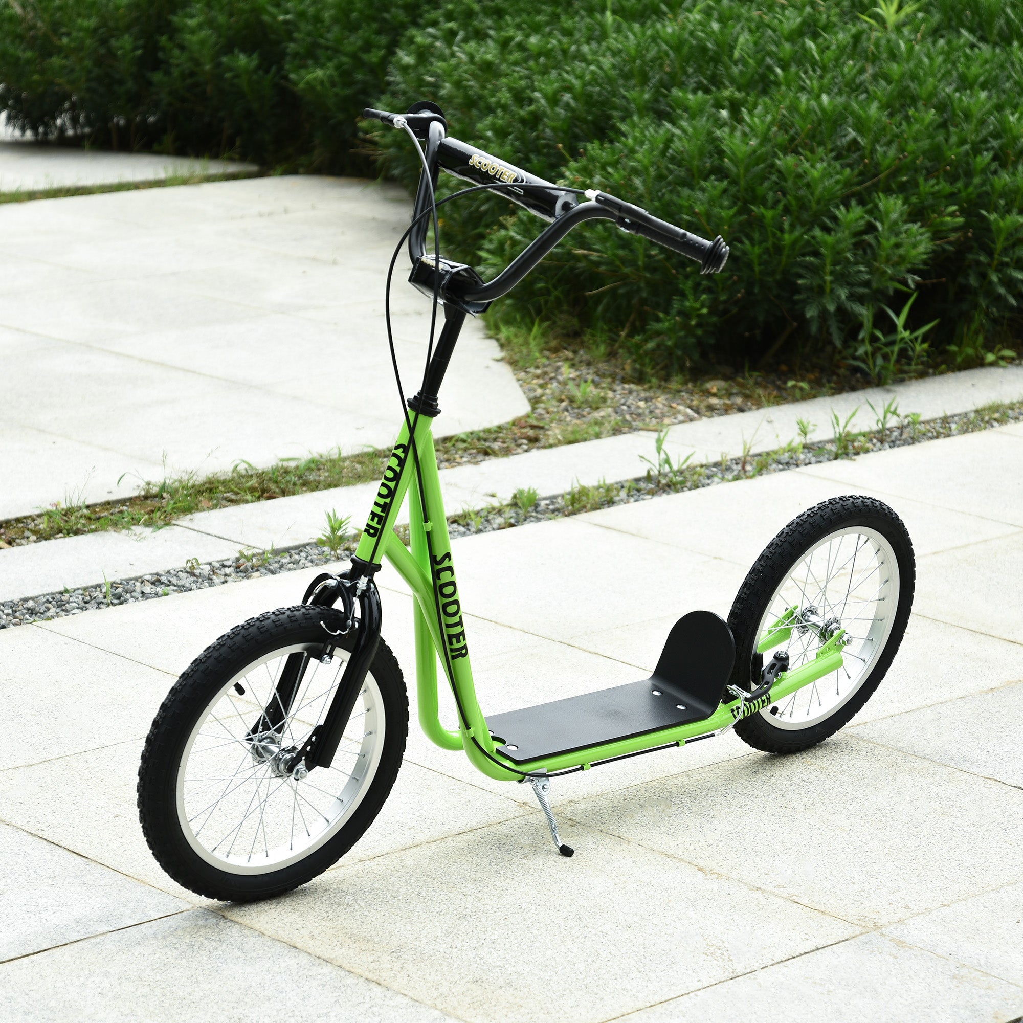 HOMCOM Kick Scooters for Kids with Adjustable Height, Anti-Slip Deck, Dual Brakes, Rubber Tyres, for Boys and Girls Aged 5+ Years Old - Green 