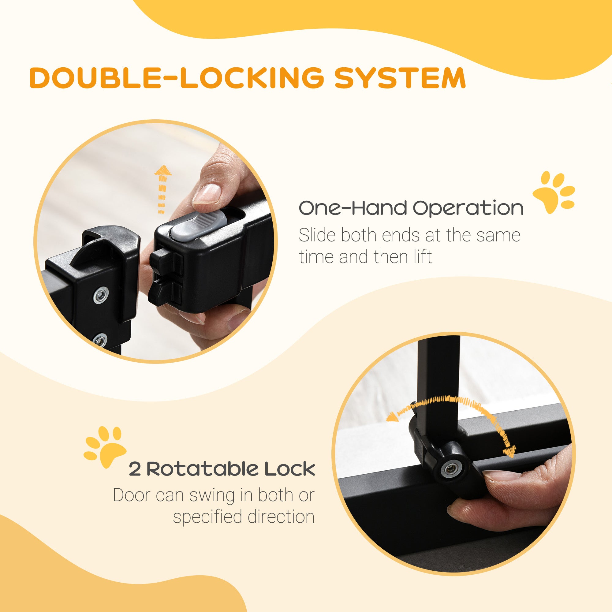 PawHut Pressure Fit Dog Stair Gate No Drilling Safety Gate Auto Close for Doorways, Hallways, 74-80cm Adjustable, 94cm Tall, Black 