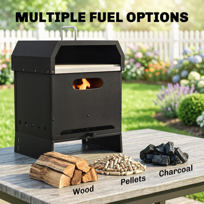 Outsunny 3 in 1 Outdoor Pizza Oven, Portable Wood Fired Pizza Maker with Handles, Stone and Peel 