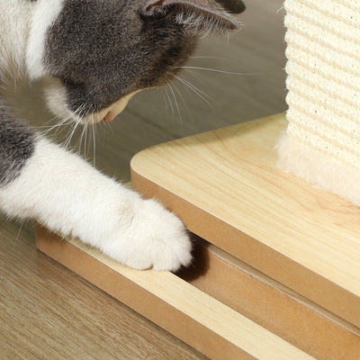 PawHut 3-in-1 Cat Scratching Post, 67cm Cat Scratcher w/ Track Ball Toy, Oak Tone 
