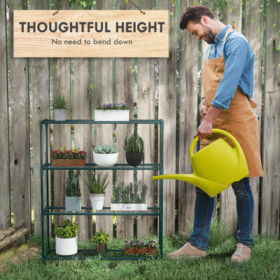 Outsunny Four-Tier Steel Plant Shelf - Black 