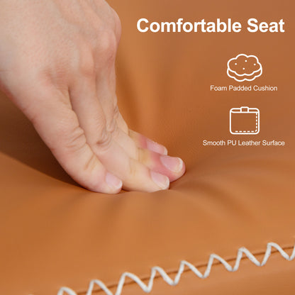 HOMCOM PU Leather Shoe Storage Bench - Brown