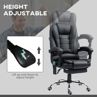 Vinsetto Heated 6 Points Vibration Massage Executive Office Chair Adjustable Swivel Ergonomic High Back Desk Chair Recliner with Footrest Black 