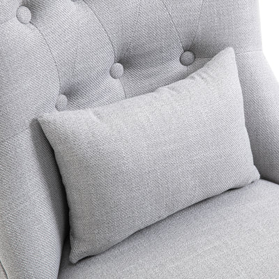 HOMCOM Fabric Single Sofa Dining Chair Tub Chair Upholstered W/ Pillow Solid Wood Leg Home Living Room Furniture Grey 