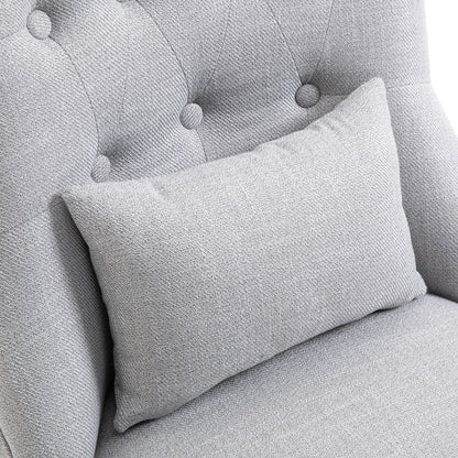 HOMCOM Fabric Single Sofa Dining Chair Tub Chair Upholstered W/ Pillow Solid Wood Leg Home Living Room Furniture Grey 