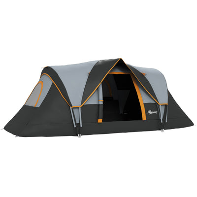 Outsunny 5-6 Man Dome Camping Tent Hiking Shelter UV Protection 3000mm Water Resistant Tunnel Tent - Multicolor 