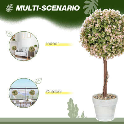 HOMCOM Set of 2 Decorative Artificial Plants, Murraya Flowers in Pot, Fake Plants for Home Indoor outdoor Decor, 60cm, Cream White 