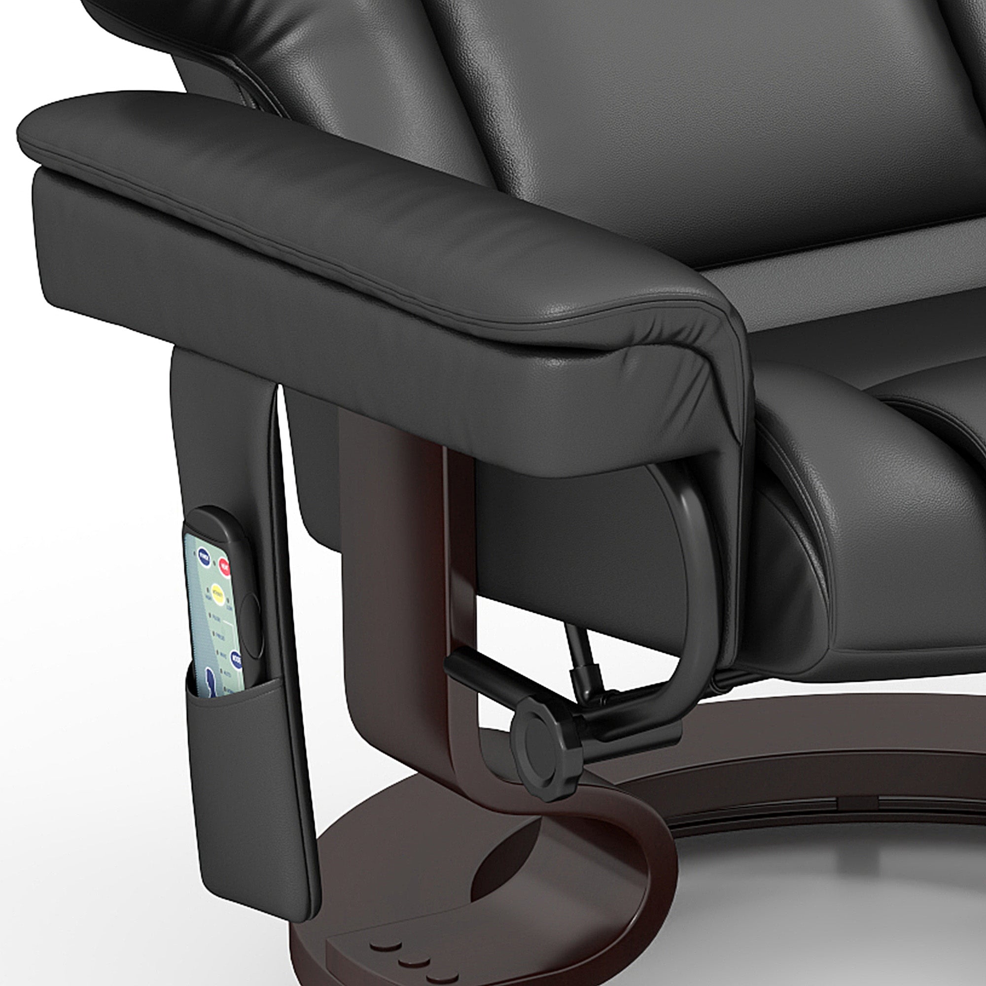 HOMCOM Massage Recliner Chair with Footstool, Upholstered Reclining Armchair with Adjustable Backrest, Steel Frame and Wood Base, Swivel Chair for Living Room, Bedroom, Black 