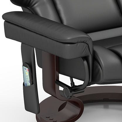 HOMCOM Massage Recliner Chair with Footstool, Upholstered Reclining Armchair with Adjustable Backrest, Steel Frame and Wood Base, Swivel Chair for Living Room, Bedroom, Black 