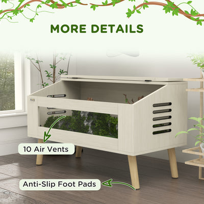 PawHut 140L Vivarium for Snakes, Lizards, Horned Frogs, Chameleons, Hamsters, Gerbils with Tempered Glass Windows 
