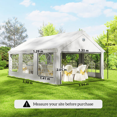 Outsunny 6 x 4 m Party Tent, Heavy Duty Gazebo Canopy with Windows, Outdoor Party Wedding Tent with 4 Removable Sidewalls 
