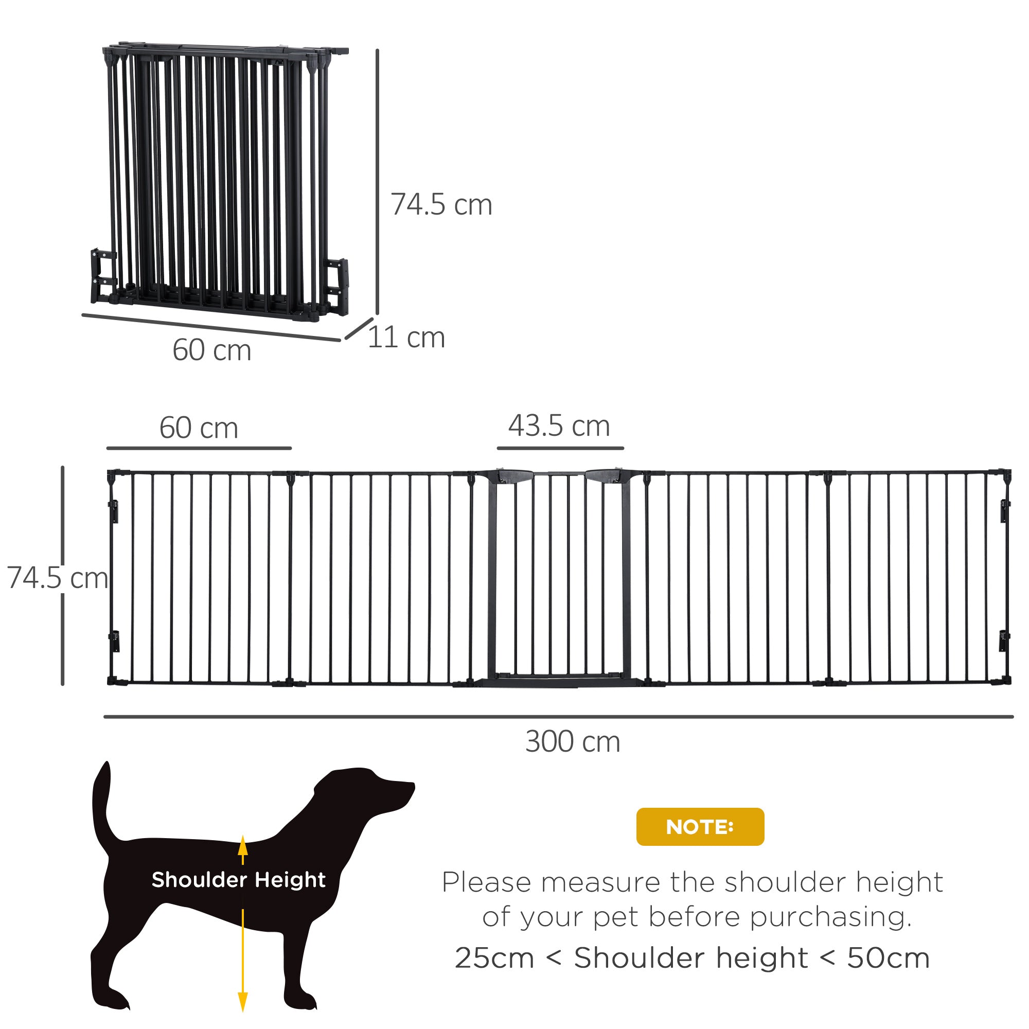 PawHut 5 Panels Pet Playpen Metal Fence w/ Walk Through Door - Black 