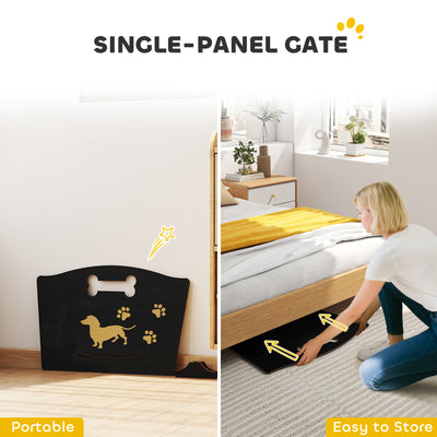 PawHut Wooden Dog Stopper, Dog Barrier with Support Feet, for Stair, Patio, Very Easy Setup, Black, 75 x 51 cm 