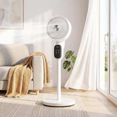 HOMCOM 20 dB Silent Standing Fan for Bedroom, 39in Pedestal Fan with Remote, Oscillating, 8 Speeds, Adjustable Height, White 