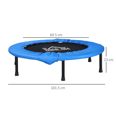 HOMCOM \'ce\'a6101 Mini Fitness Trampoline Home Gym Yoga Exercise Rebounder Indoor Outdoor Jumper with Safety Pad, Support Up to 100 KG, Blue and Black 