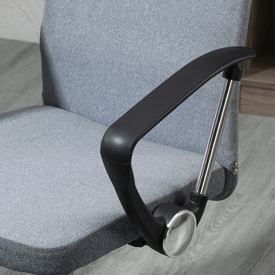 Vinsetto Office Chair Linen Fabric Swivel Computer Desk Chair Home Study Adjustable Chair with Wheels, Grey 